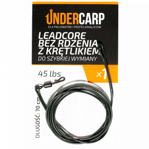 UNDERCARP Leadcore bez rdzenia z krętlikiem do szybkiej wymiany 45 lbs 70 cm zielony