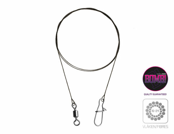 Delphin przypon wolframowy BOMB! z krętlikiem i agrafką 2 szt. 15 cm 5 kg