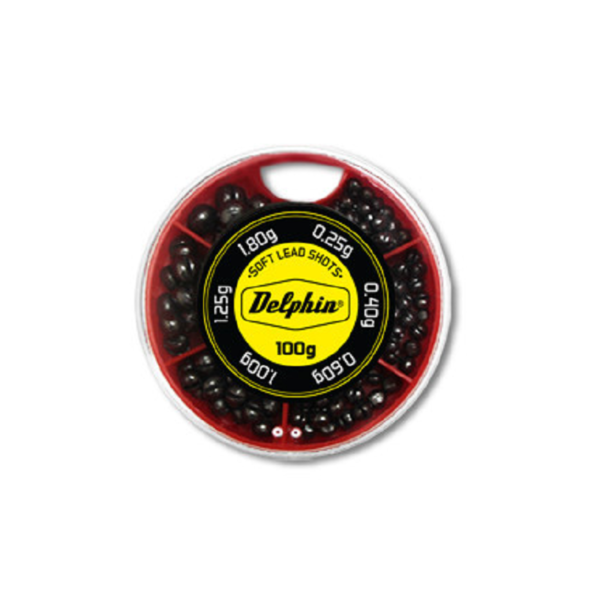 DELPHIN Śrut ołowiany DELPHIN SOFT opakowanie czerwone 100g 0,25-1,8g DELPHIN Śrut ołowiany DELPHIN SOFT opakowanie czerwone 100g 0,25-1,8g