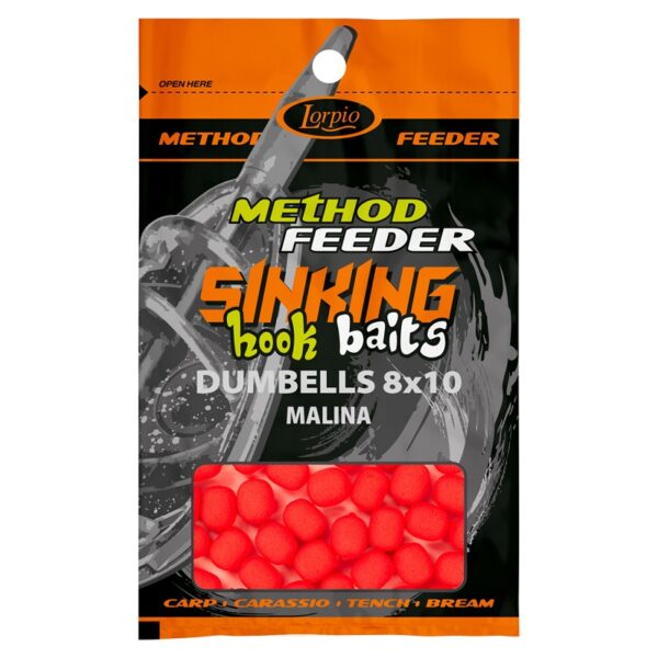 LORPIO Dumbells Hook Baits Sinking 8x10mm 20g Malina