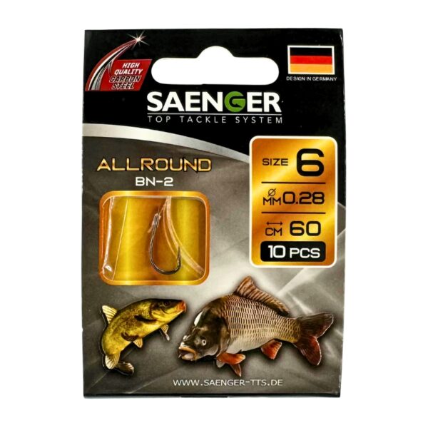 SAENGER Przypony wiązane Allround Karpiowate 60cm 0.28mm rozm. 6 SAENGER Przypony wiązane Allround Karpiowate 60cm 0.28mm rozm. 6