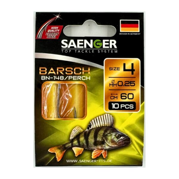 SAENGER Przypony wiązane Barsch 60cm 0.25mm rozm. 4 SAENGER Przypony wiązane Barsch 60cm 0.25mm rozm. 4