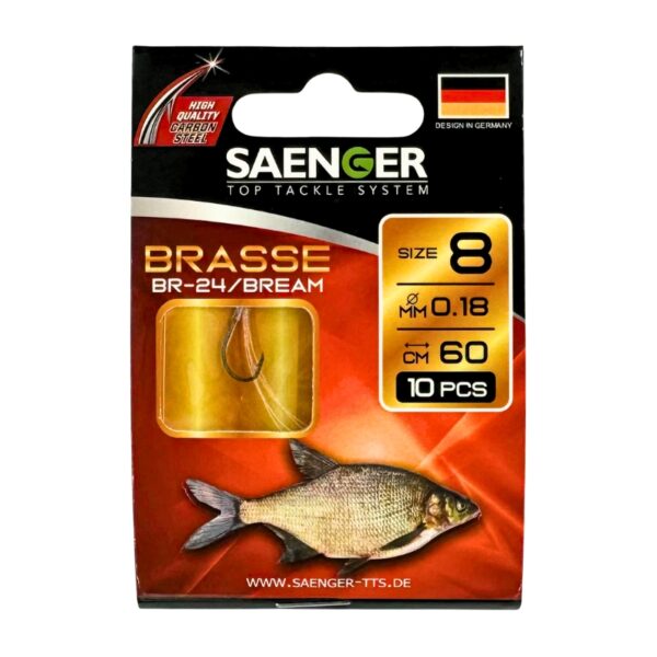 SAENGER Przypony wiązane Brasse 60cm 0.18mm rozm. 8