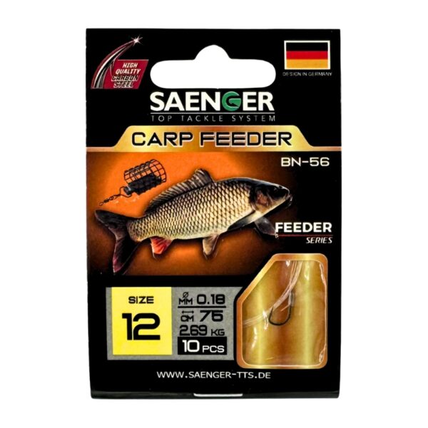 SAENGER Przypony wiązane Carp Feeder 75cm 0.18mm rozm. 12 SAENGER Przypony wiązane Carp Feeder 75cm 0.18mm rozm. 12