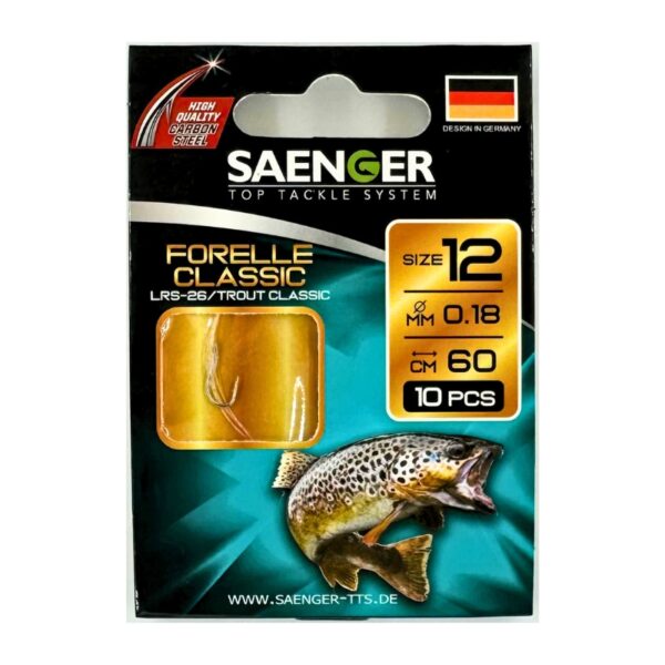 SAENGER Przypony wiązane Forelle Classic 60cm 0.18mm rozm. 12