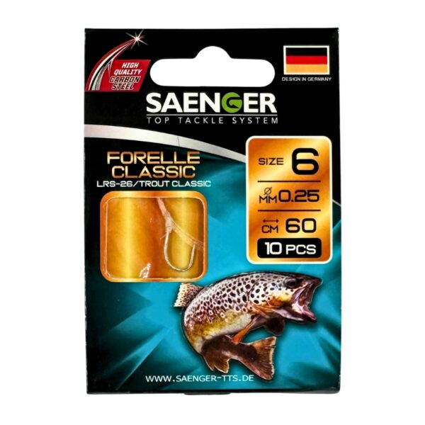 SAENGER Przypony wiązane Forelle Classic 60cm 0.25mm rozm. 6 SAENGER Przypony wiązane Forelle Classic 60cm 0.25mm rozm. 6