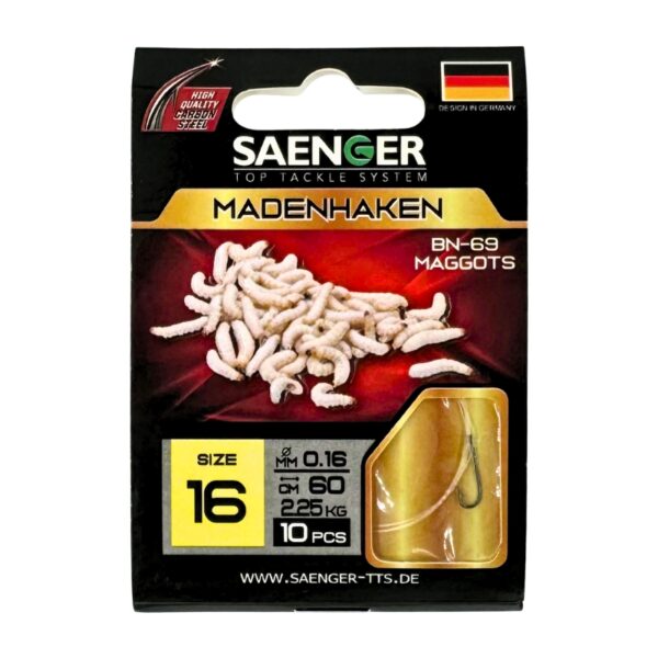 SAENGER Przypony wiązane Madenhaken 60cm 0.16mm rozm. 16