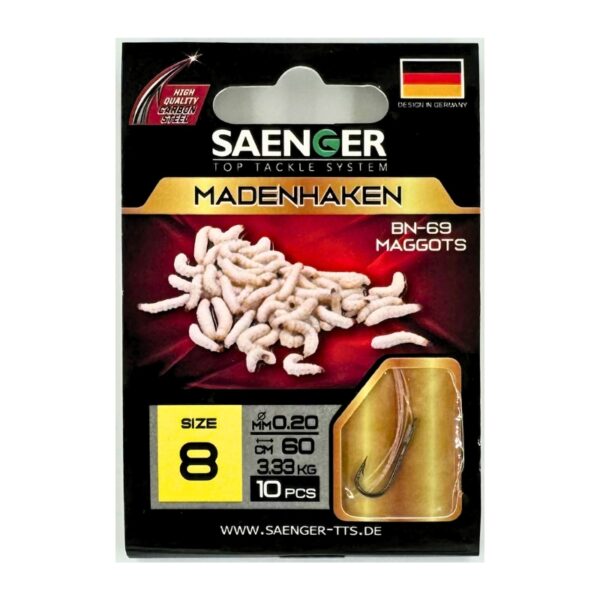 SAENGER Przypony wiązane Madenhaken 60cm 0.20mm rozm. 8