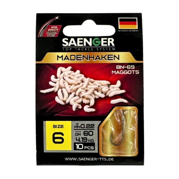 SAENGER Przypony wiązane Madenhaken 60cm 0.22mm rozm. 6