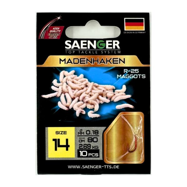 SAENGER Przypony wiązane Madenhaken 80cm 0.18mm rozm. 14