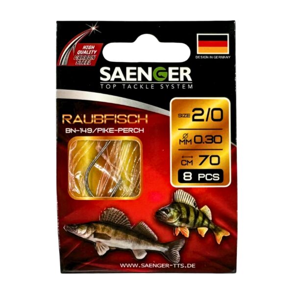 SAENGER Przypony wiązane Raubfisch Pike Perch 70cm 0.30mm rozm. 2/0