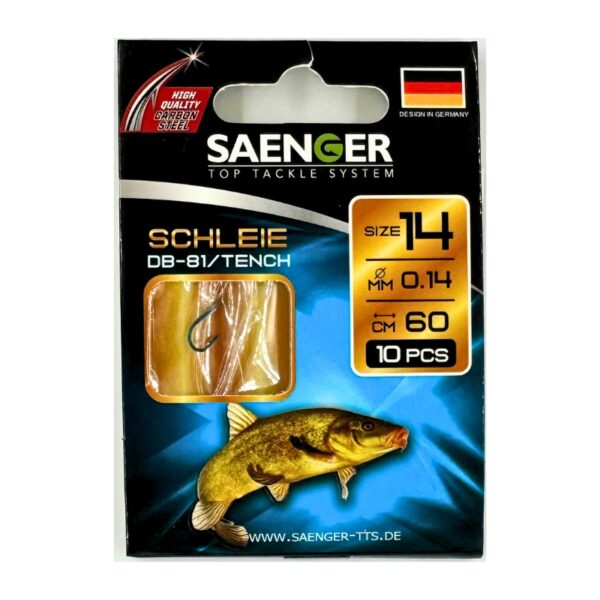 SAENGER Przypony wiązane Tench Lin 60cm 0.14mm rozm. 14 SAENGER Przypony wiązane Tench Lin 60cm 0.14mm rozm. 14