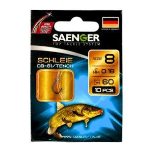 SAENGER Przypony wiązane Tench Lin 60cm 0.18mm rozm. 8