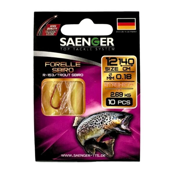 SAENGER Przypony wiązane Trociowe 140cm 0.18mm rozm. 12 SAENGER Przypony wiązane Trociowe 140cm 0.18mm rozm. 12