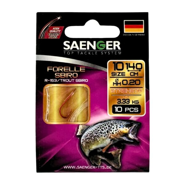SAENGER Przypony wiązane Trociowe 140cm 0.20mm rozm. 10