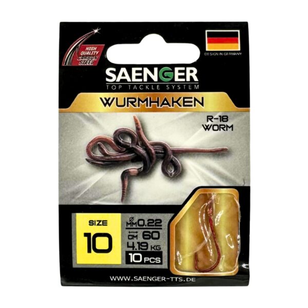 SAENGER Przypony wiązane Wurmhaken 60cm 0.22mm rozm. 10