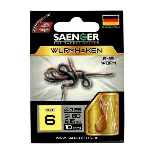 SAENGER Przypony wiązane Wurmhaken 60cm 0.28mm rozm. 6