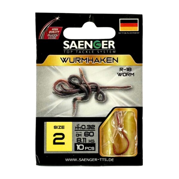 SAENGER Przypony wiązane Wurmhaken 60cm 0.32mm rozm. 2