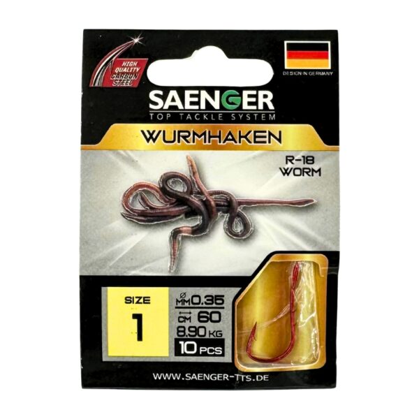 SAENGER Przypony wiązane Wurmhaken 60cm 0.35mm rozm. 1