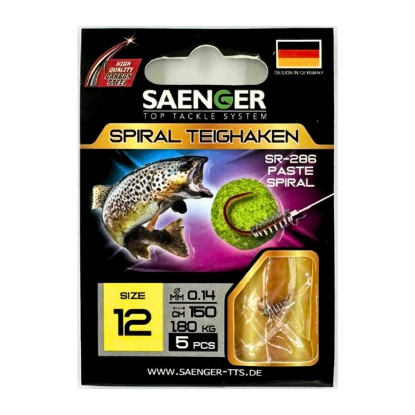SAENGER Przypony wiązane ze Spiralą 150cm 0.14mm rozm. 12