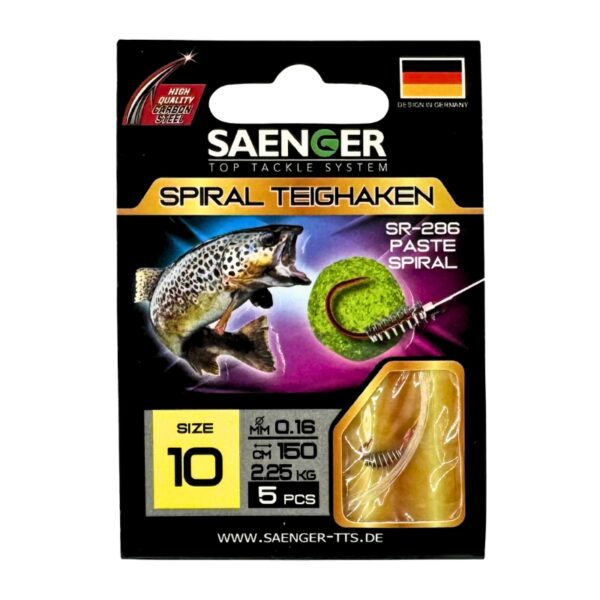 SAENGER Przypony wiązane ze Spiralą 150cm 0.16mm rozm. 10 SAENGER Przypony wiązane ze Spiralą 150cm 0.16mm rozm. 10