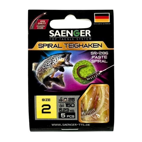 SAENGER Przypony wiązane ze Spiralą 150cm 0.25mm rozm. 2