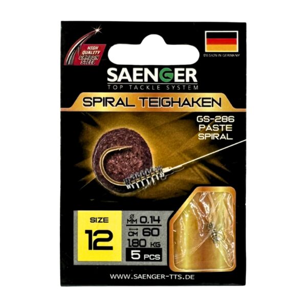 SAENGER Przypony wiązane ze Spiralą 60cm 0.14mm rozm. 12 SAENGER Przypony wiązane ze Spiralą 60cm 0.14mm rozm. 12