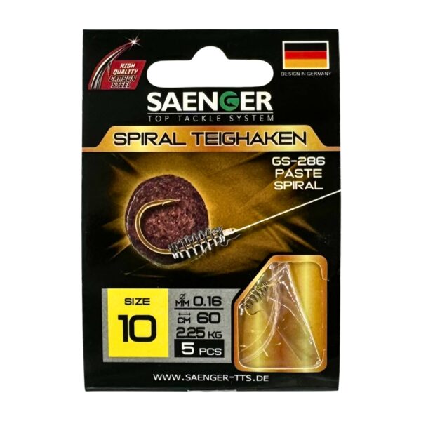 SAENGER Przypony wiązane ze Spiralą 60cm 0.16mm rozm. 10 SAENGER Przypony wiązane ze Spiralą 60cm 0.16mm rozm. 10