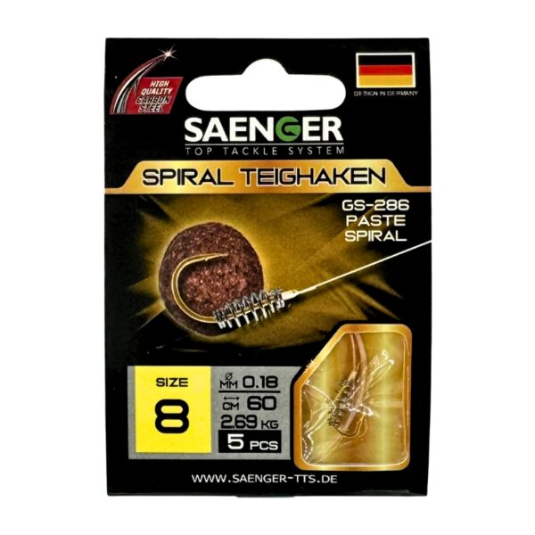 SAENGER Przypony wiązane ze Spiralą 60cm 0.18mm rozm. 8 SAENGER Przypony wiązane ze Spiralą 60cm 0.18mm rozm. 8