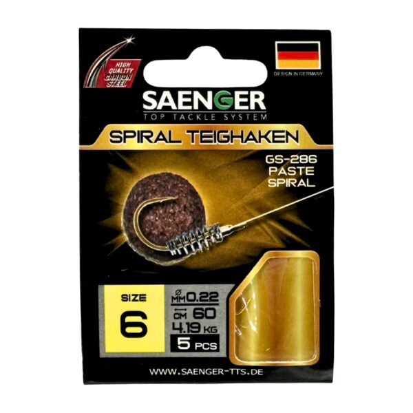 SAENGER Przypony wiązane ze Spiralą 60cm 0.22mm rozm. 6 SAENGER Przypony wiązane ze Spiralą 60cm 0.22mm rozm. 6
