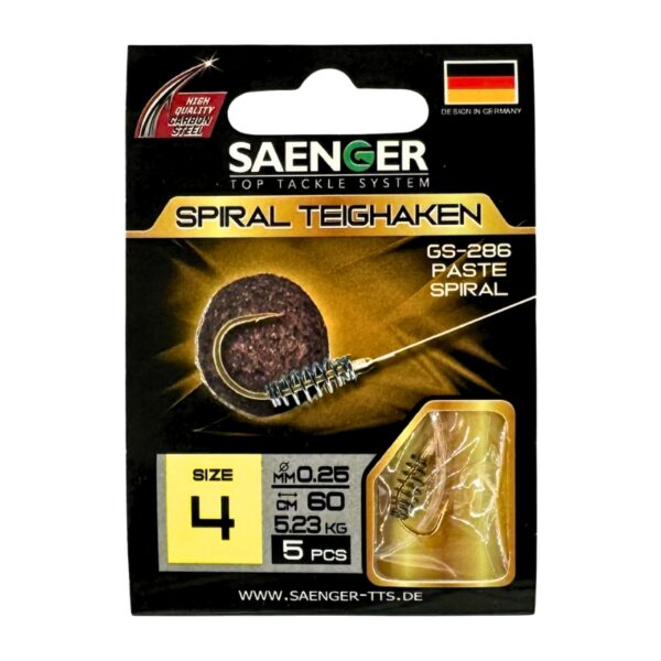 SAENGER Przypony wiązane ze Spiralą 60cm 0.25mm rozm. 4