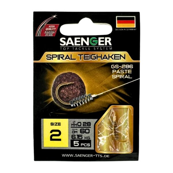 SAENGER Przypony wiązane ze Spiralą 60cm 0.28mm rozm. 2