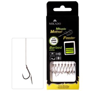 MIKADO Przypon method feeder- z igłą – hak z zadziorem plecionka 10cm - op.8szt.