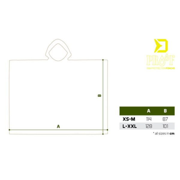 DELPHIN Wodoodporna peleryna PROOF Poncho tabela rozmiarów