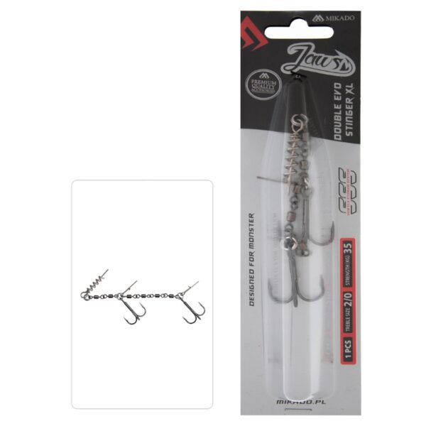 MIKADO Dozbrojka z krętlików JAWS Double Evo Stinger XL 35kg rozm. 2/0 - 1 sztuka