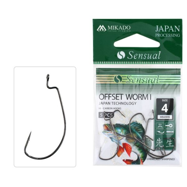 MIKADO Haczyki - Sensual Offset Worm I nr 4 BN - op. 5szt.