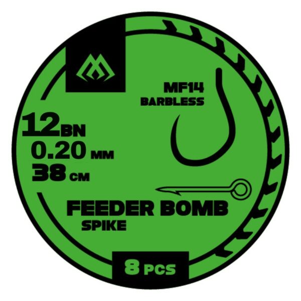 MIKADO Przypony FB MF14 z IGŁĄ - bezzadziorowe rozm. 12 - żyłka 0.20mm 38cm - 8 szt.