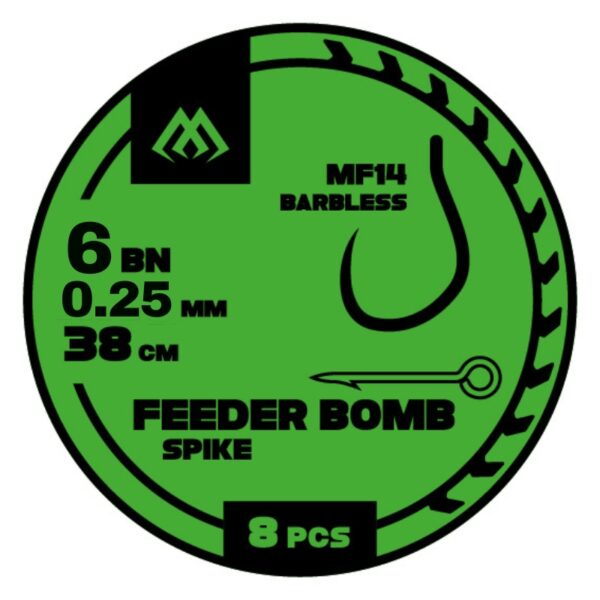 MIKADO Przypony FB MF14 z IGŁĄ - bezzadziorowe rozm. 6 - żyłka 0.25mm 38cm - 8 szt.