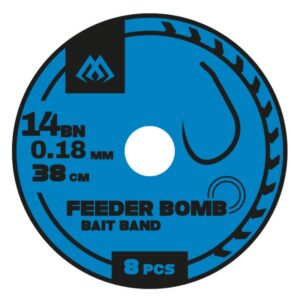 MIKADO Przypony Feeder Bomb z GUMKĄ - bezzadziorowe rozm. 14 - żyłka 0.18mm 38cm - 8 szt.