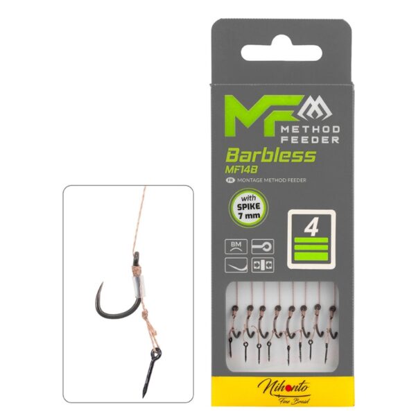 MIKADO Przypony Method Feeder MF14 z IGŁĄ - bez zadziora - rozm. 4 plecionka 0.18mm 10cm MIKADO Przypony Method Feeder MF14 z IGŁĄ - bez zadziora - rozm. 4 plecionka 0.18mm 10cm