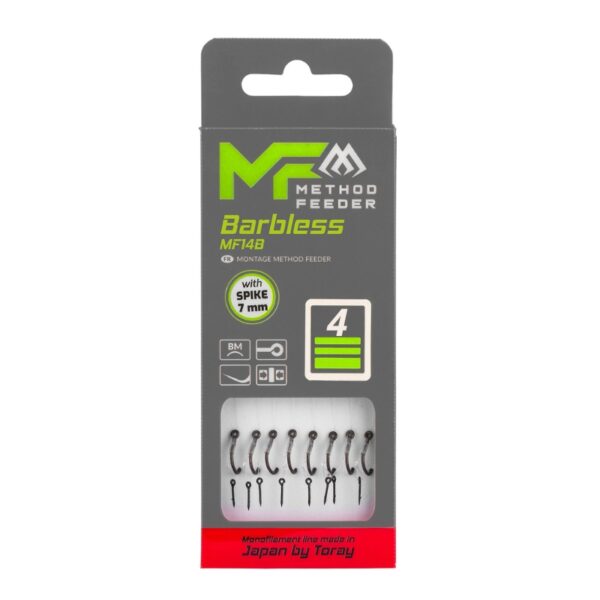 MIKADO Przypony Method Feeder MF14 z IGŁĄ - bez zadziora - rozm. 4 żyłka 0.28mm 10cm