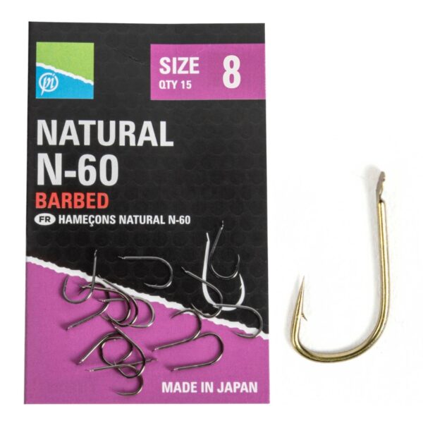 PRESTON Haczyki Natural N-60 15 szt. - rozmiar 8