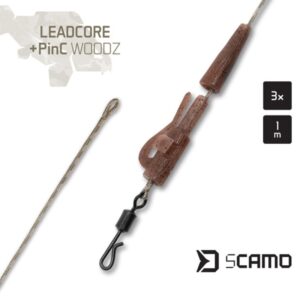 DELPHIN Przypon sCAMO Leadcore + PinC WOODZ - 3 szt.